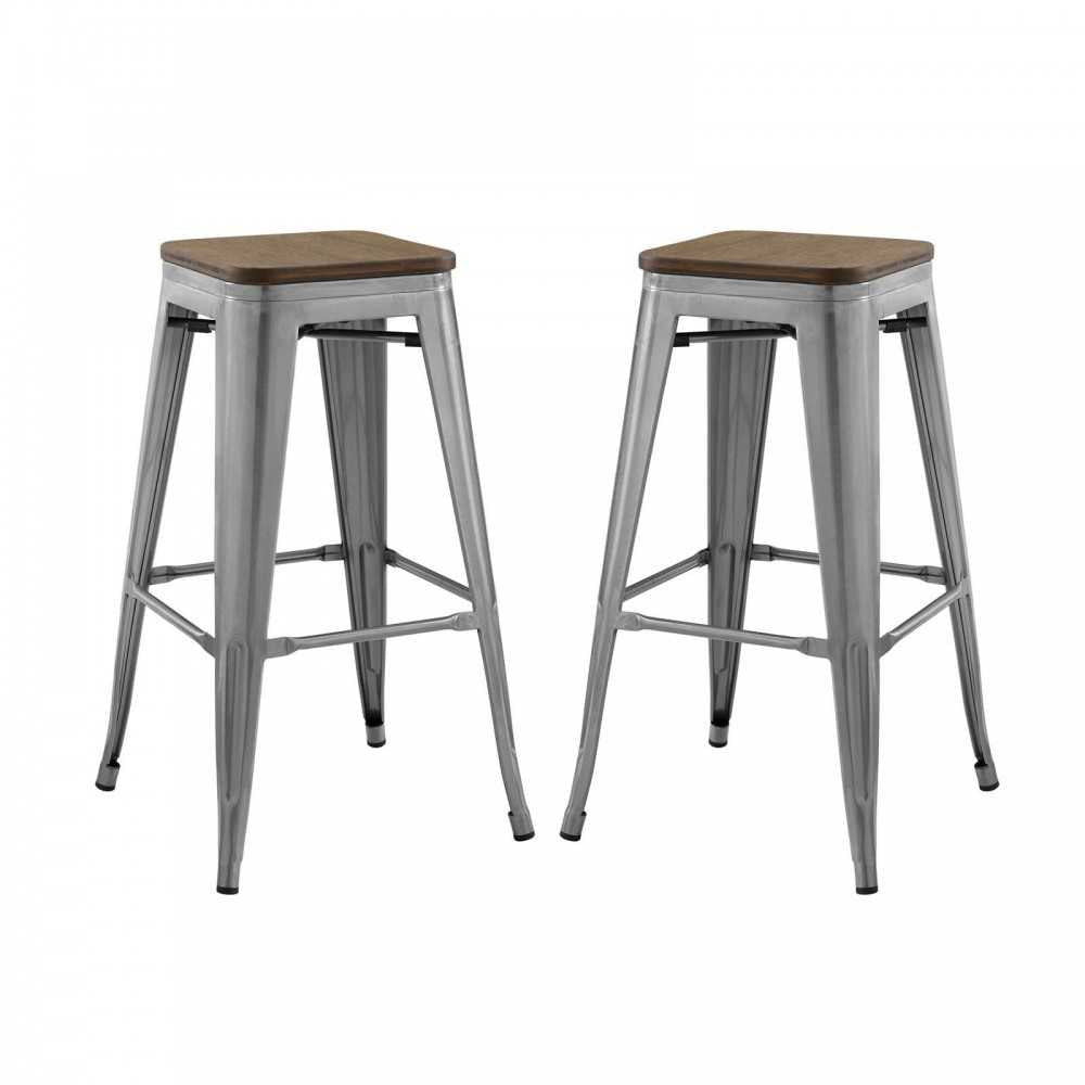 Promenade Bar Stool Set of 2, Gunmetal, EEI-3956-GME