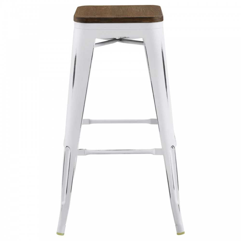 Promenade Bar Stool Set of 2, White, EEI-3956-WHI