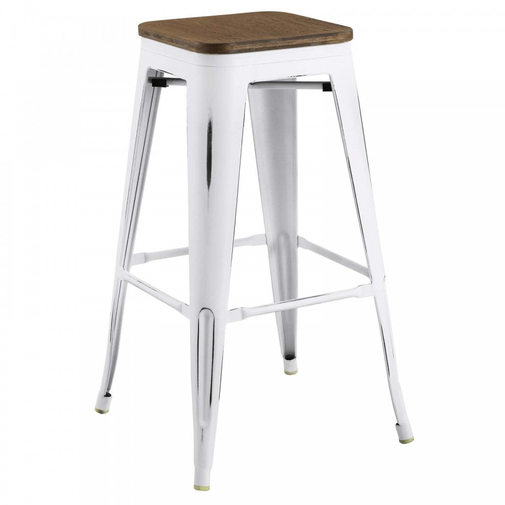 Promenade Bar Stool Set of 2, White, EEI-3956-WHI