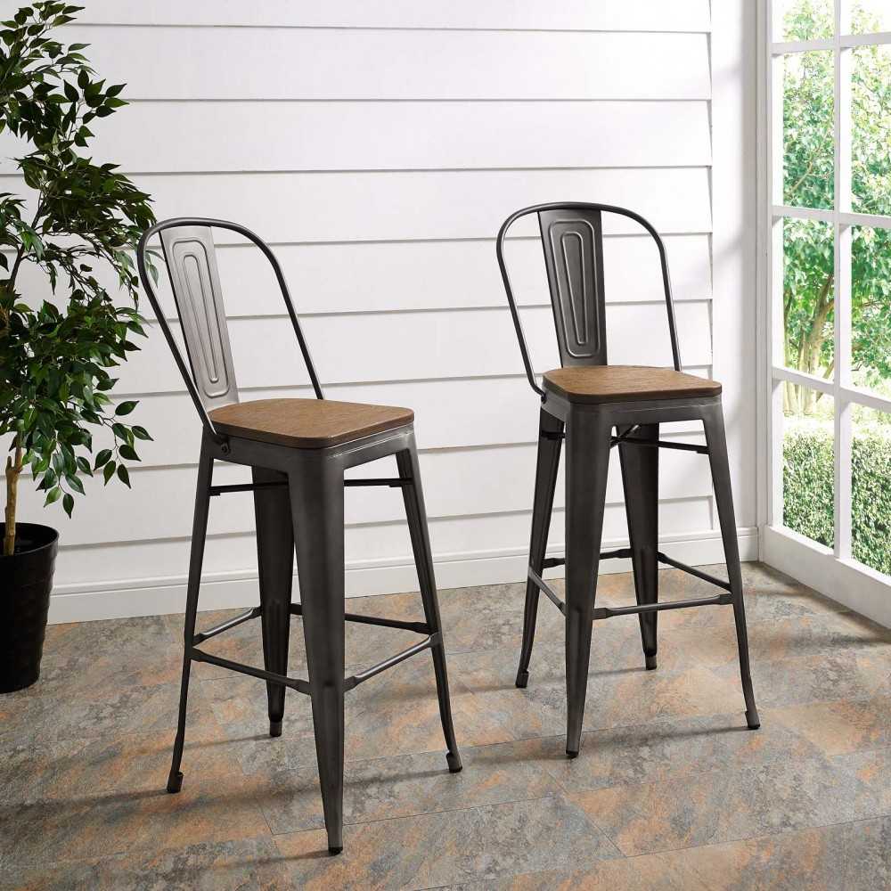 Promenade Bar Stool Set of 2, Brown, EEI-3896-BRN-SET