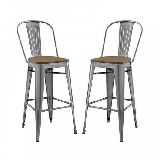 Promenade Bar Stool Set of 2, Gunmetal, EEI-3896-GME-SET