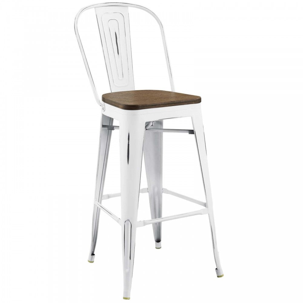 Promenade Bar Stool Set of 2, White, EEI-3896-WHI-SET