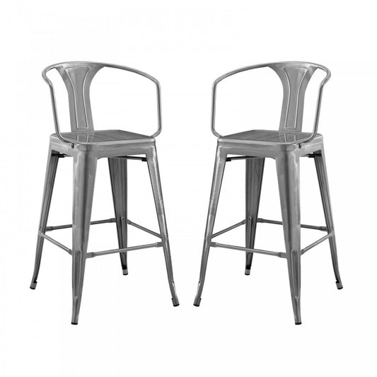 Promenade Bar Stool Set of 2, Gunmetal, EEI-3952-GME