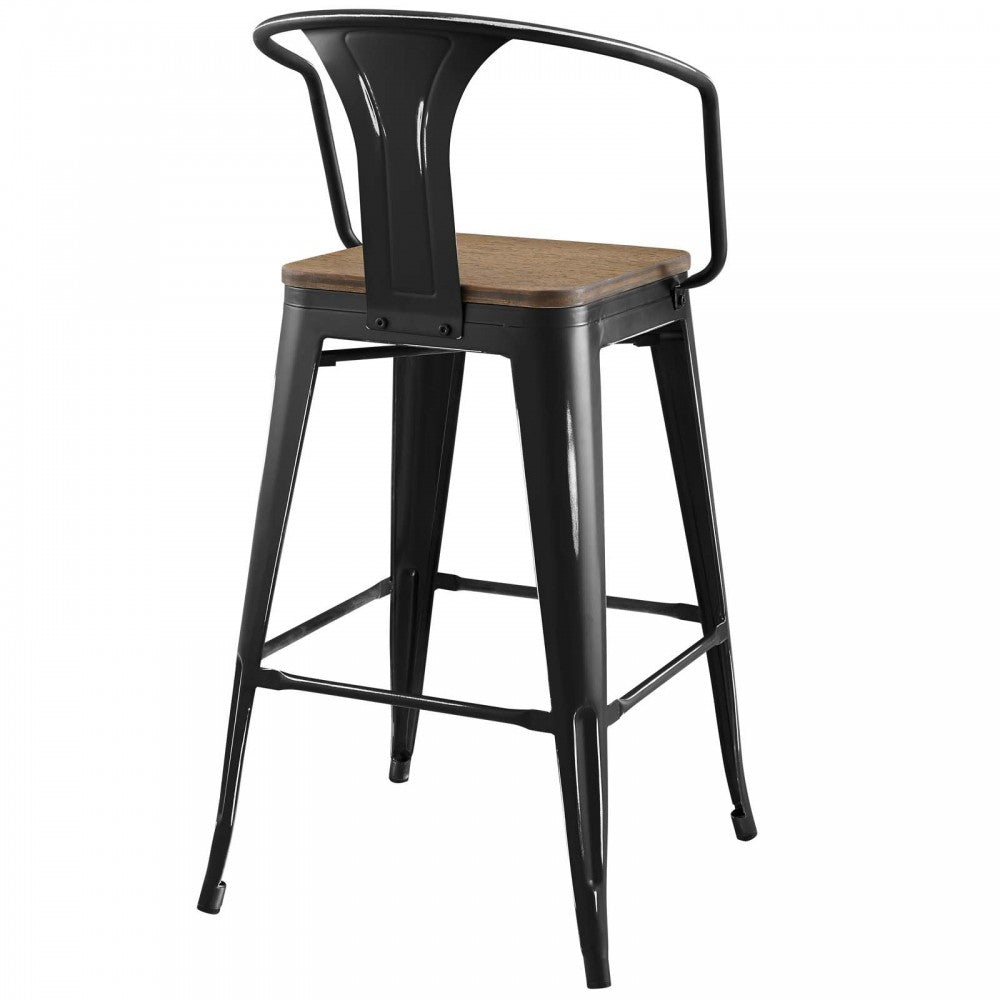 Promenade Bar Stool Set of 2, Black, EEI-3954-BLK