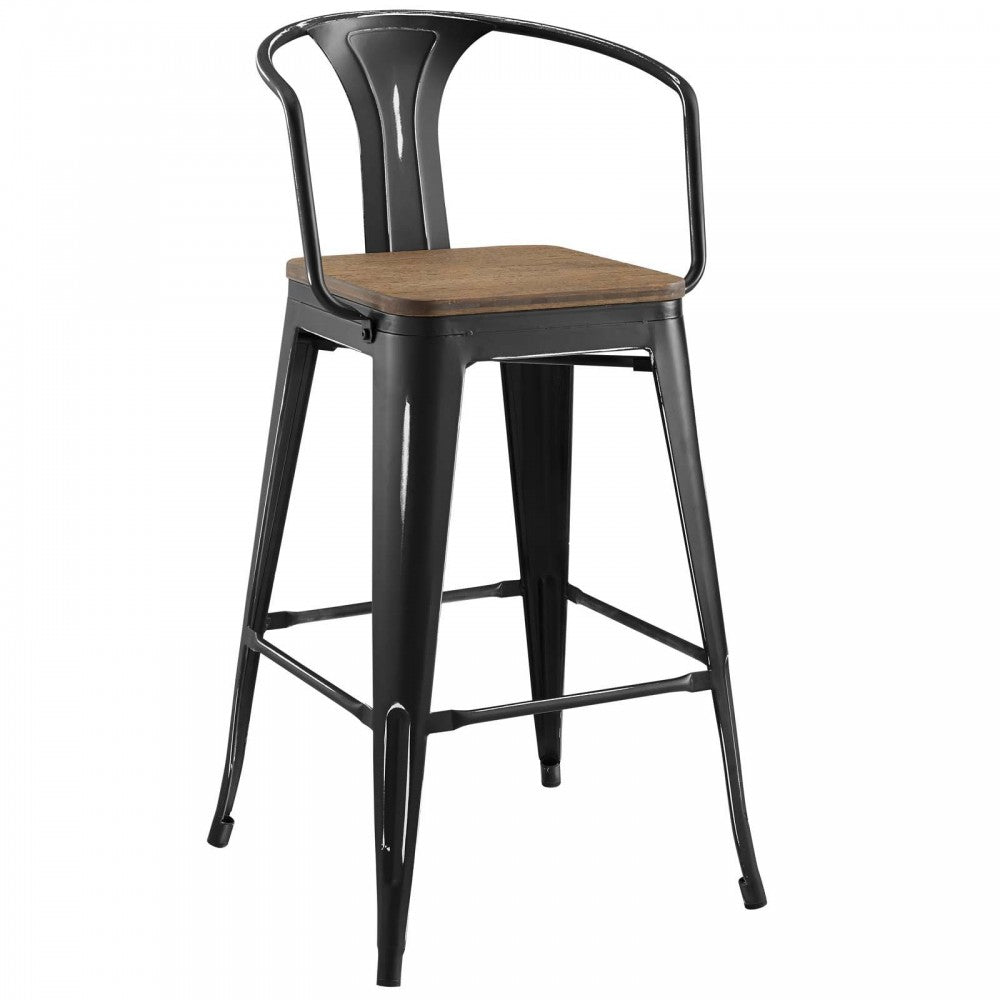 Promenade Bar Stool Set of 2, Black, EEI-3954-BLK