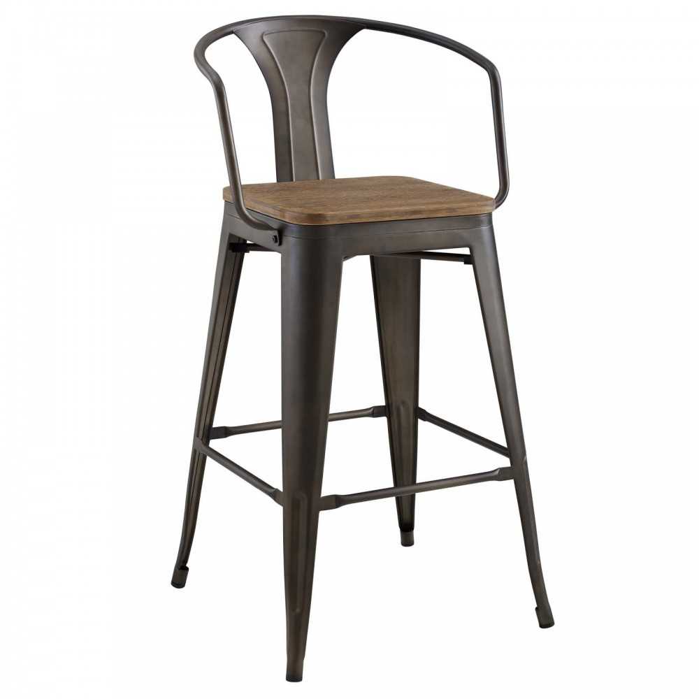 Promenade Bar Stool Set of 2, Brown, EEI-3954-BRN