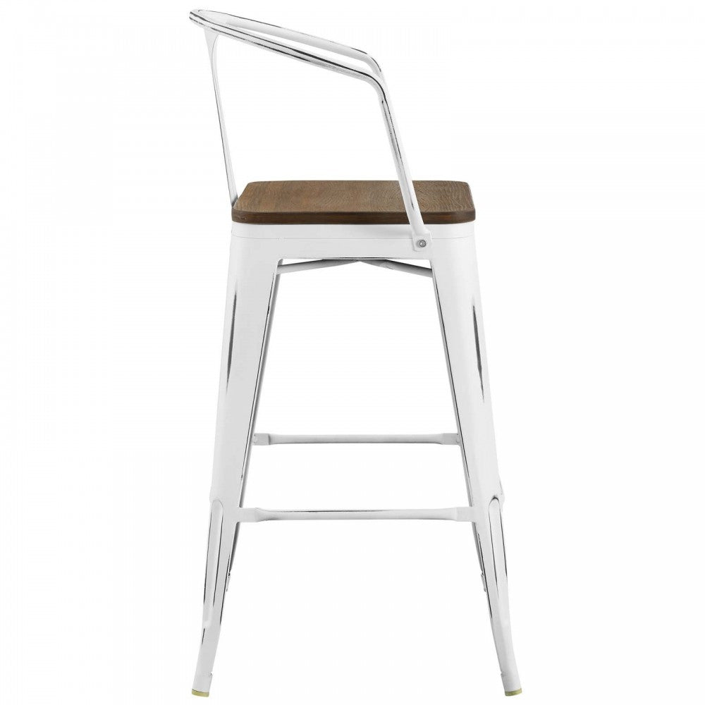 Promenade Bar Stool Set of 2, White, EEI-3954-WHI