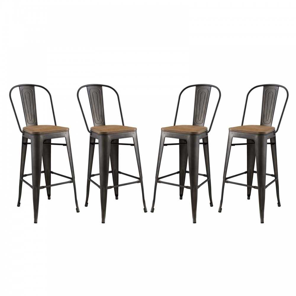 Promenade Bar Stool Set of 4, Brown, EEI-3897-BRN