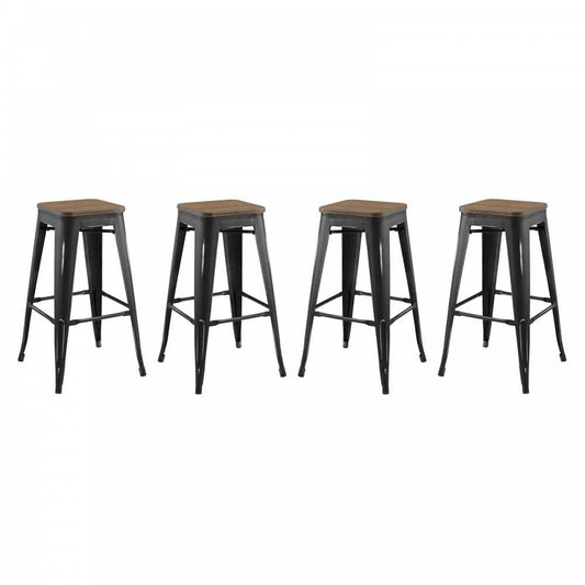 Promenade Bar Stool Set of 4, Black, EEI-3957-BLK