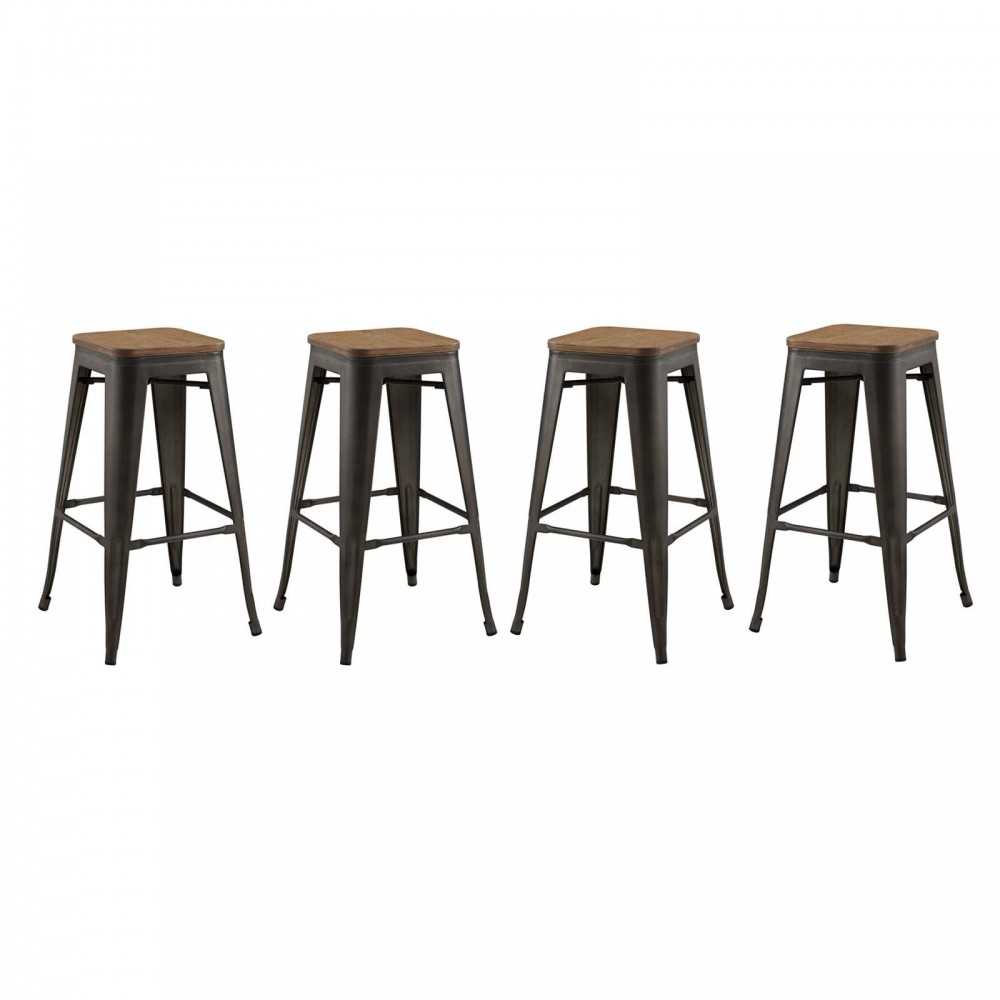 Promenade Bar Stool Set of 4, Brown, EEI-3957-BRN