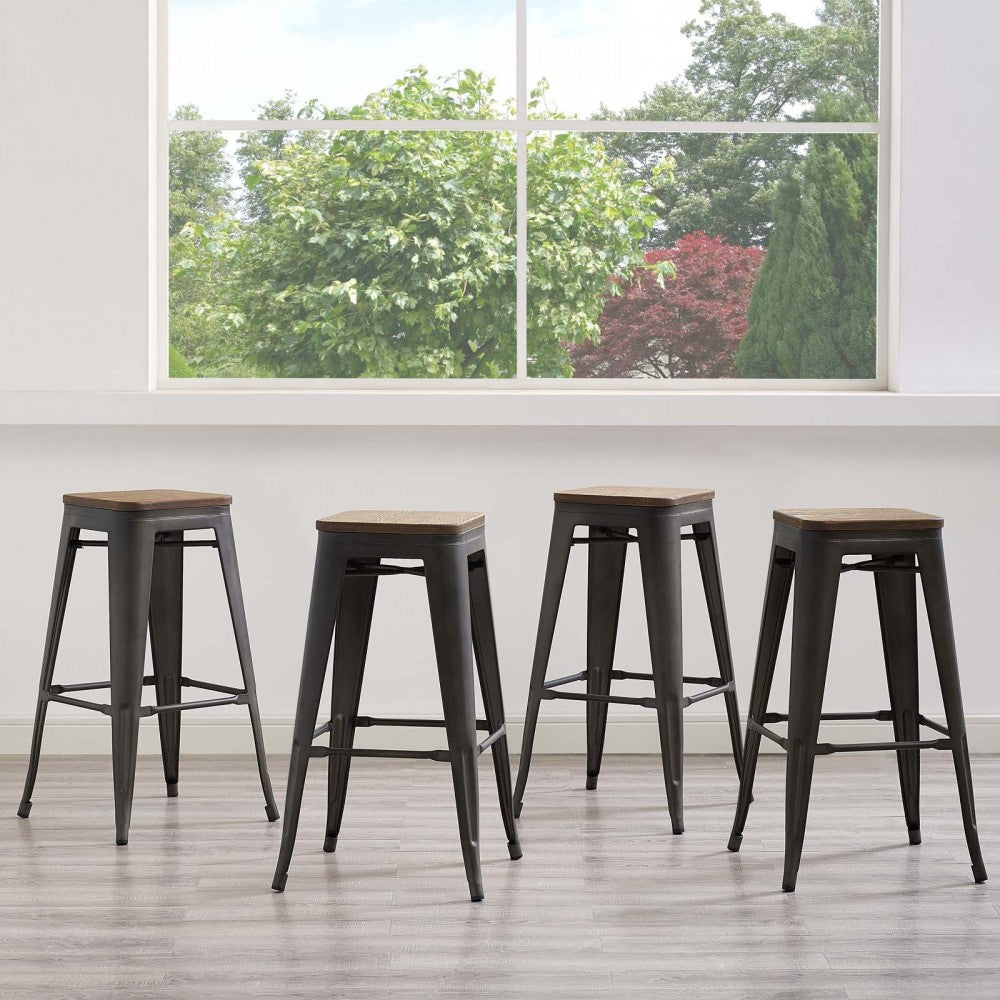 Promenade Bar Stool Set of 4, Brown, EEI-3957-BRN