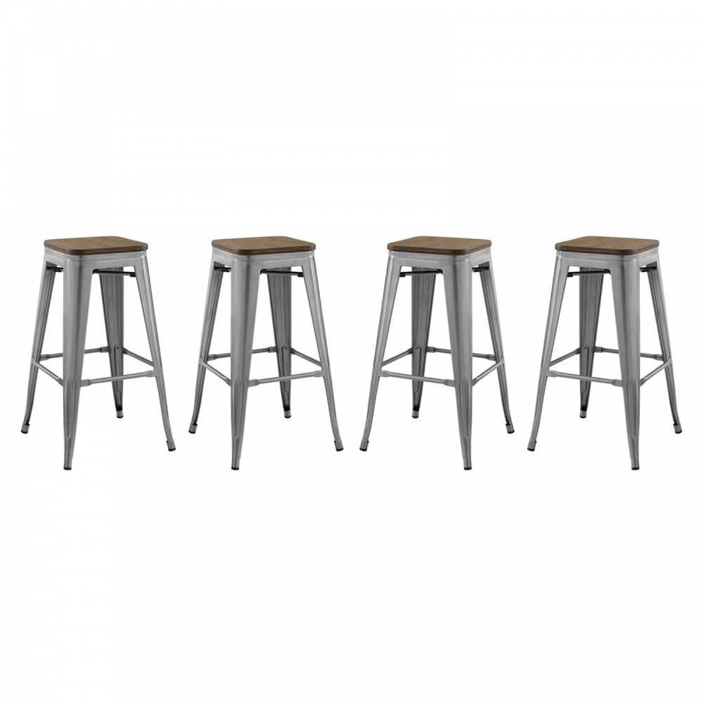 Promenade Bar Stool Set of 4, Gunmetal, EEI-3957-GME