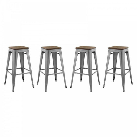 Promenade Bar Stool Set of 4, Gunmetal, EEI-3957-GME