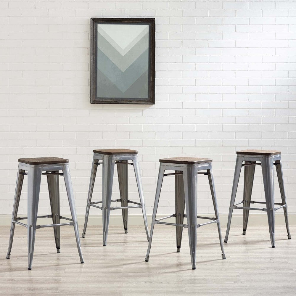 Promenade Bar Stool Set of 4, Gunmetal, EEI-3957-GME