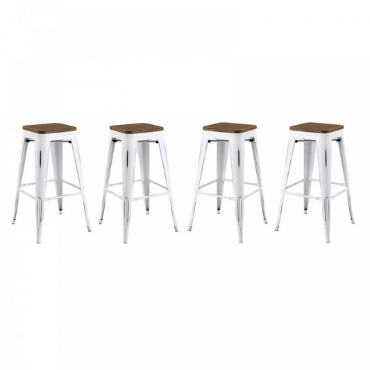 Promenade Bar Stool Set of 4, White, EEI-3957-WHI