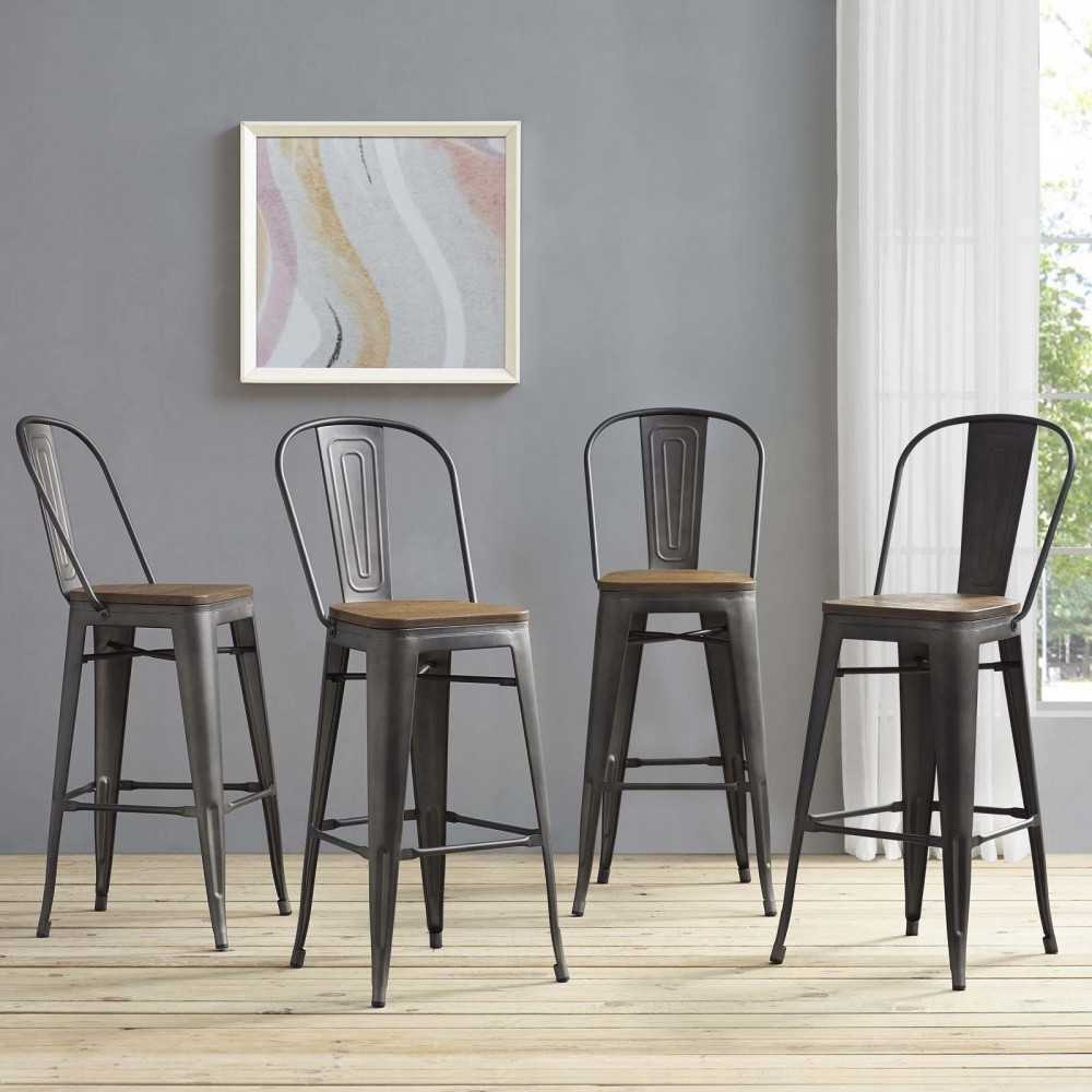 Promenade Bar Stool Set of 4, Brown, EEI-3897-BRN