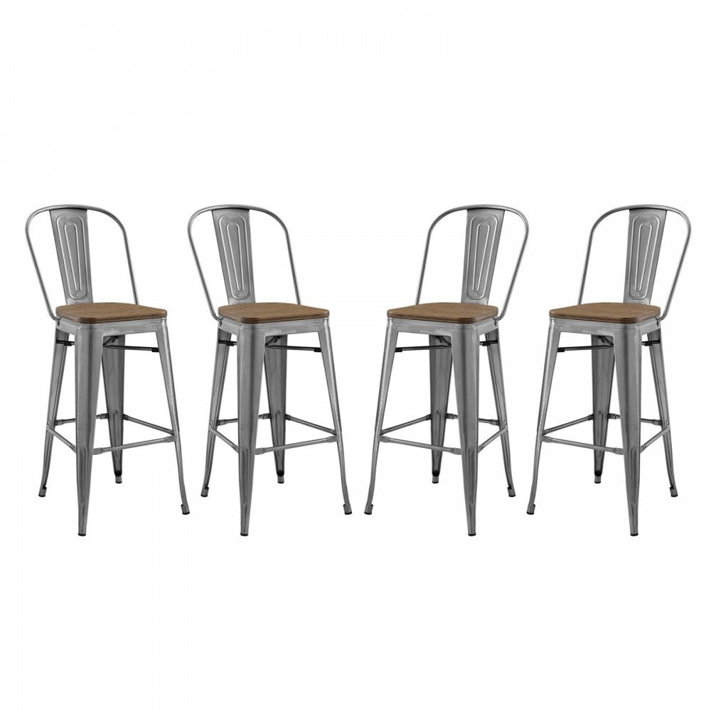 Promenade Bar Stool Set of 4, Gunmetal, EEI-3897-GME