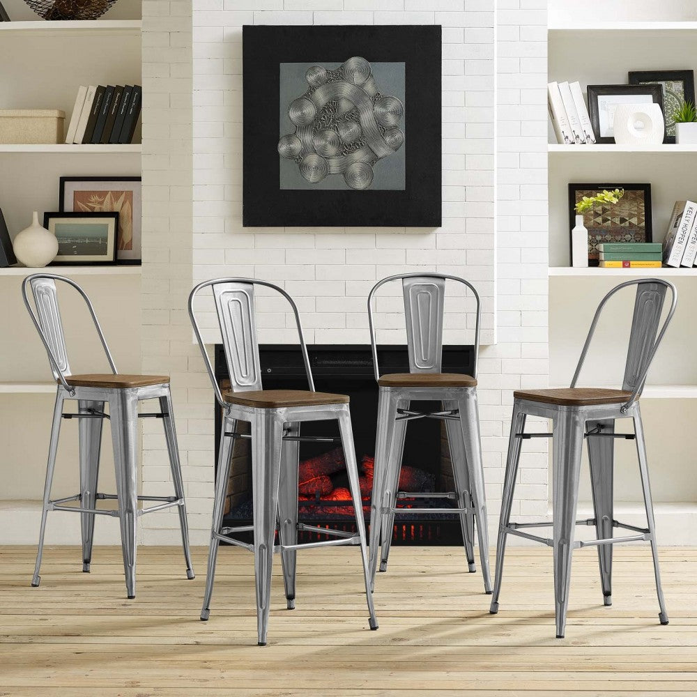 Promenade Bar Stool Set of 4, Gunmetal, EEI-3897-GME