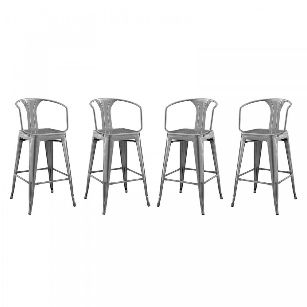 Promenade Bar Stool Set of 4, Gunmetal, EEI-3953-GME