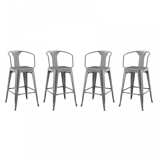 Promenade Bar Stool Set of 4, Gunmetal, EEI-3953-GME