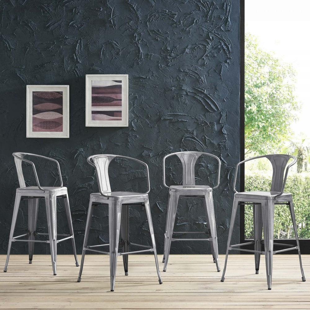 Promenade Bar Stool Set of 4, Gunmetal, EEI-3953-GME