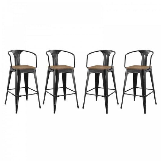 Promenade Bar Stool Set of 4, Black, EEI-3955-BLK