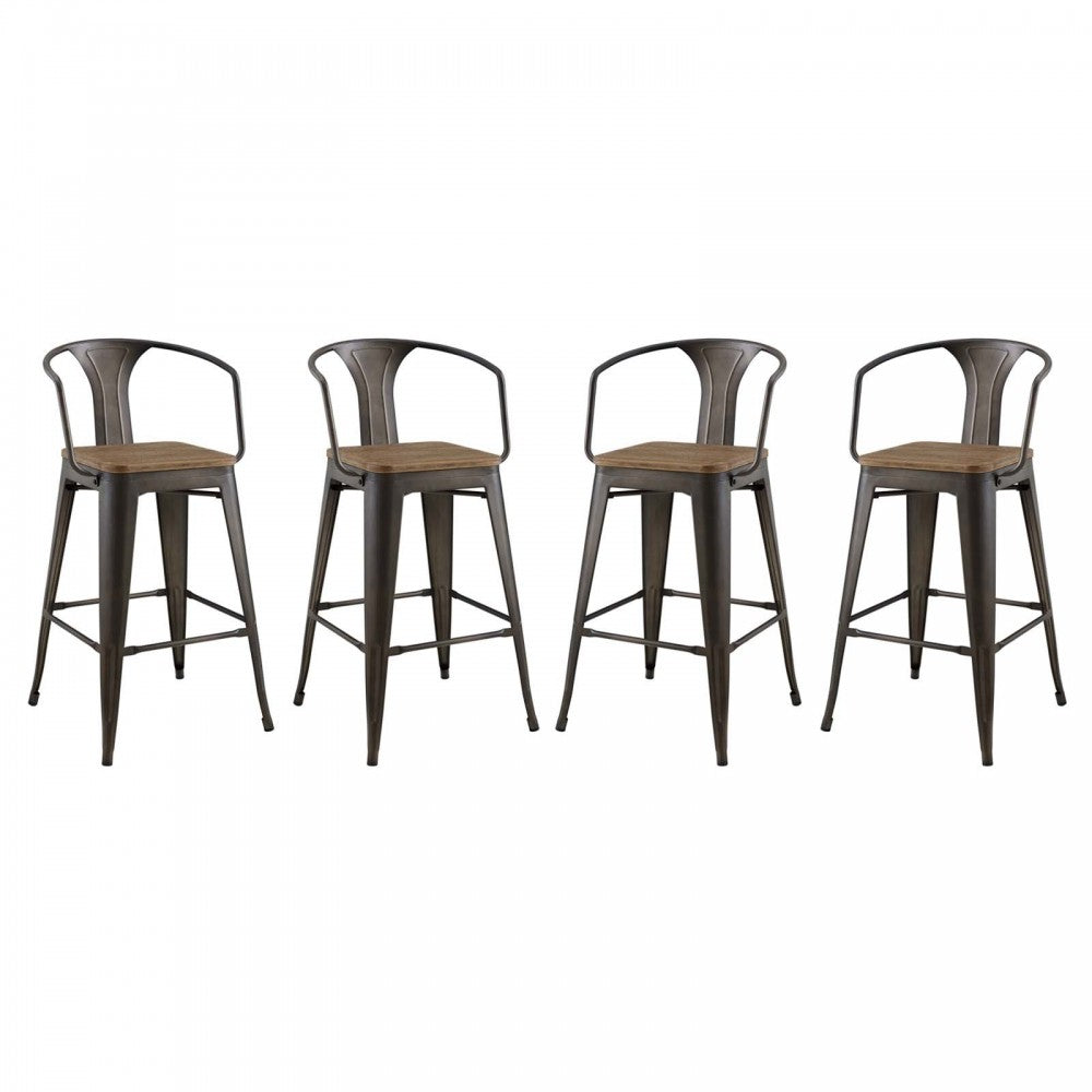 Promenade Bar Stool Set of 4, Brown, EEI-3955-BRN