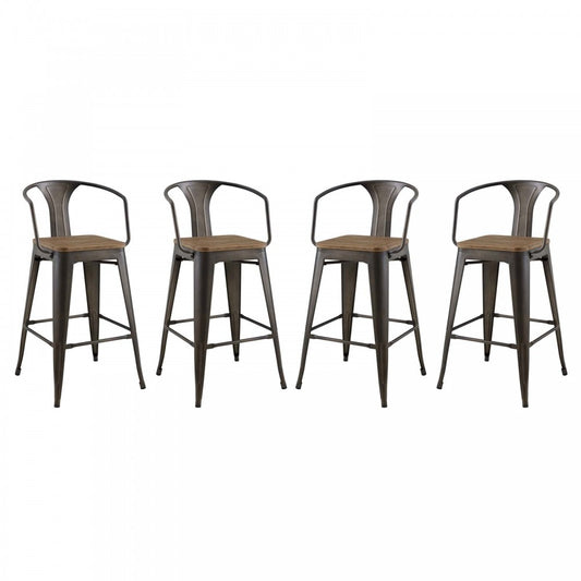 Promenade Bar Stool Set of 4, Brown, EEI-3955-BRN