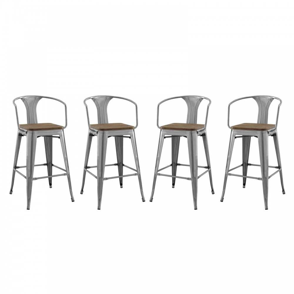 Promenade Bar Stool Set of 4, Gunmetal, EEI-3955-GME