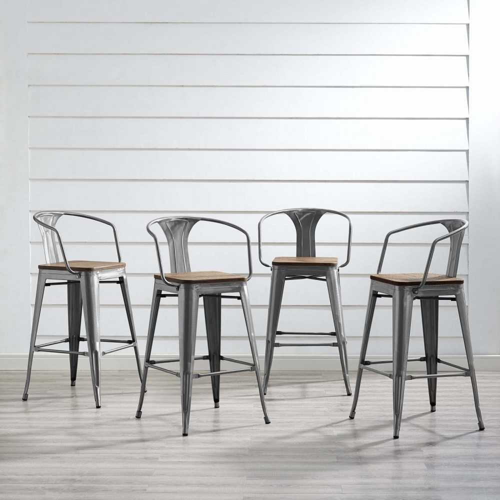 Promenade Bar Stool Set of 4, Gunmetal, EEI-3955-GME