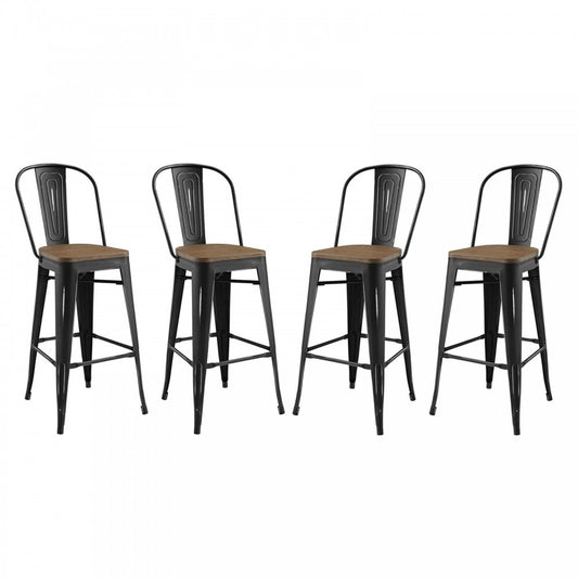 Promenade Bar Stool Set of 4, Black, EEI-3897-BLK