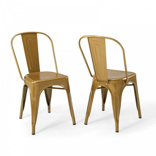 Promenade Bistro Dining Side Chair Set of 2, Gold