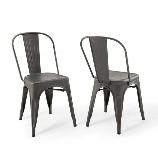 Promenade Bistro Dining Side Chair Set of 2, Gunmetal