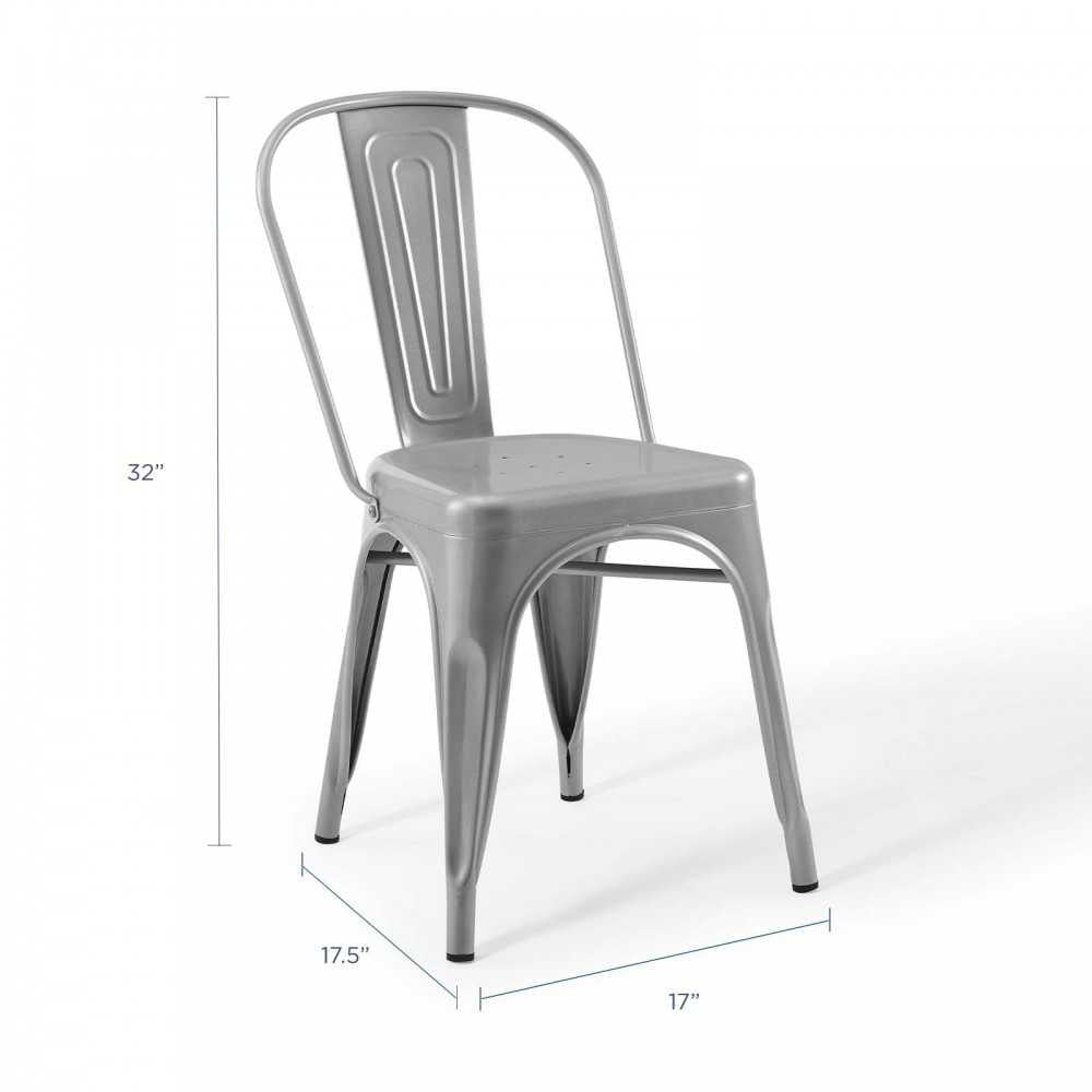 Promenade Bistro Dining Side Chair Set of 2, Silver