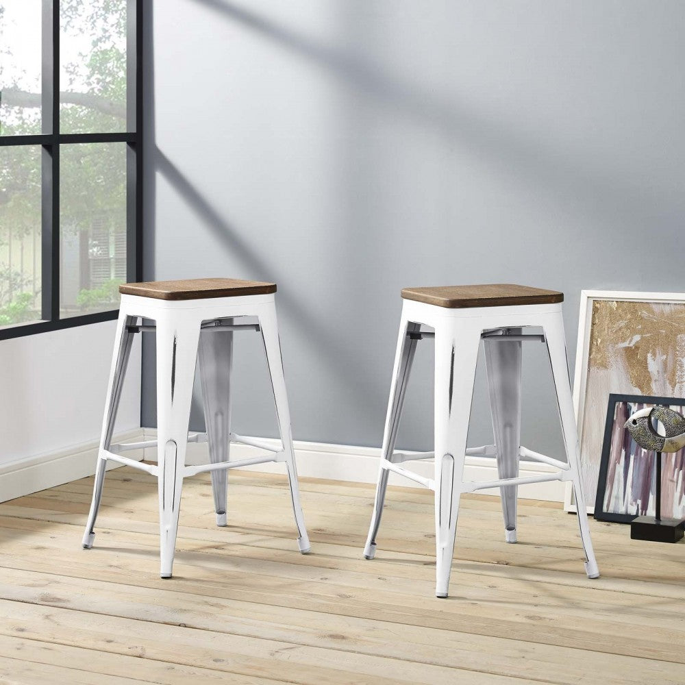 Promenade Counter Stool Set of 2, White