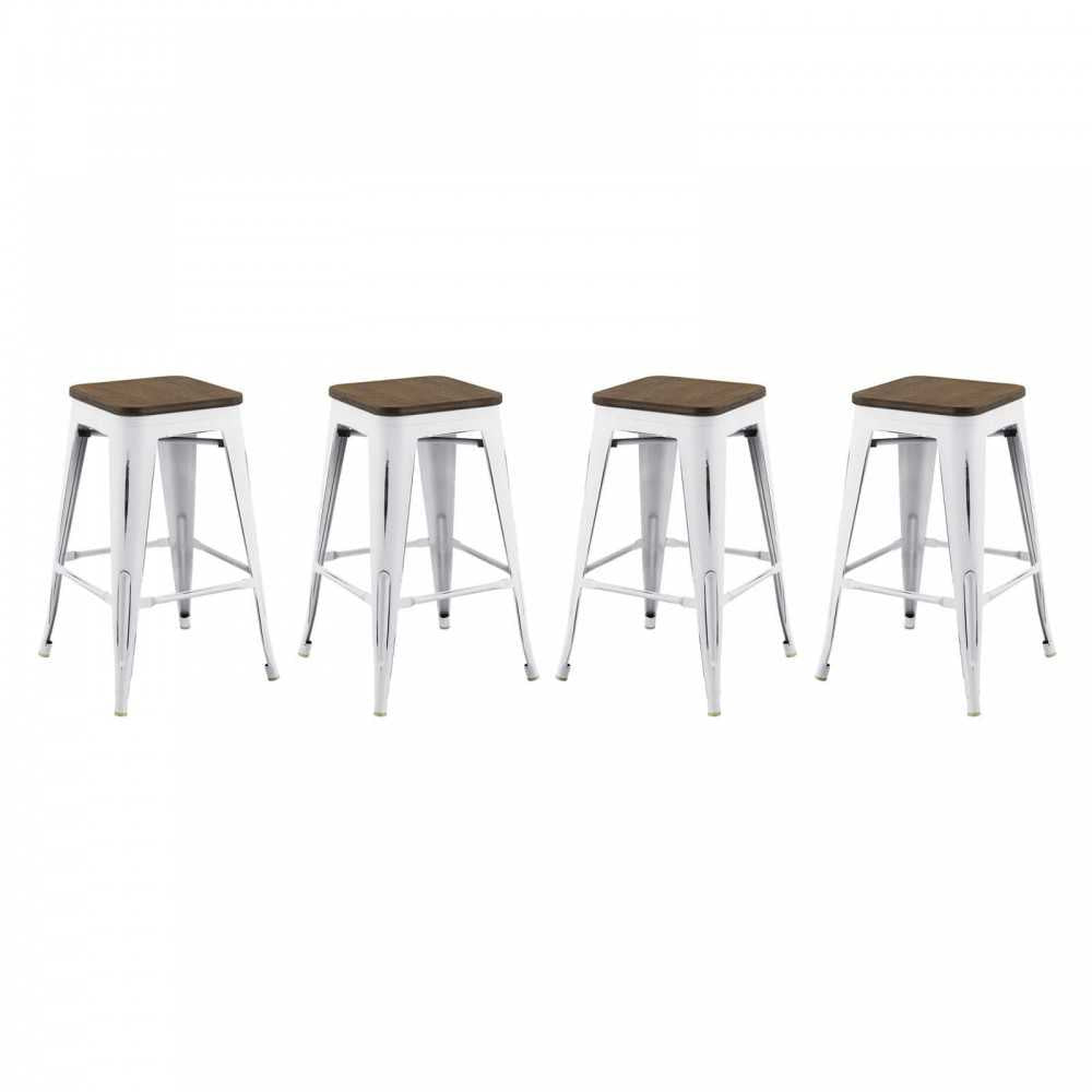 Promenade Counter Stool Set of 4, White