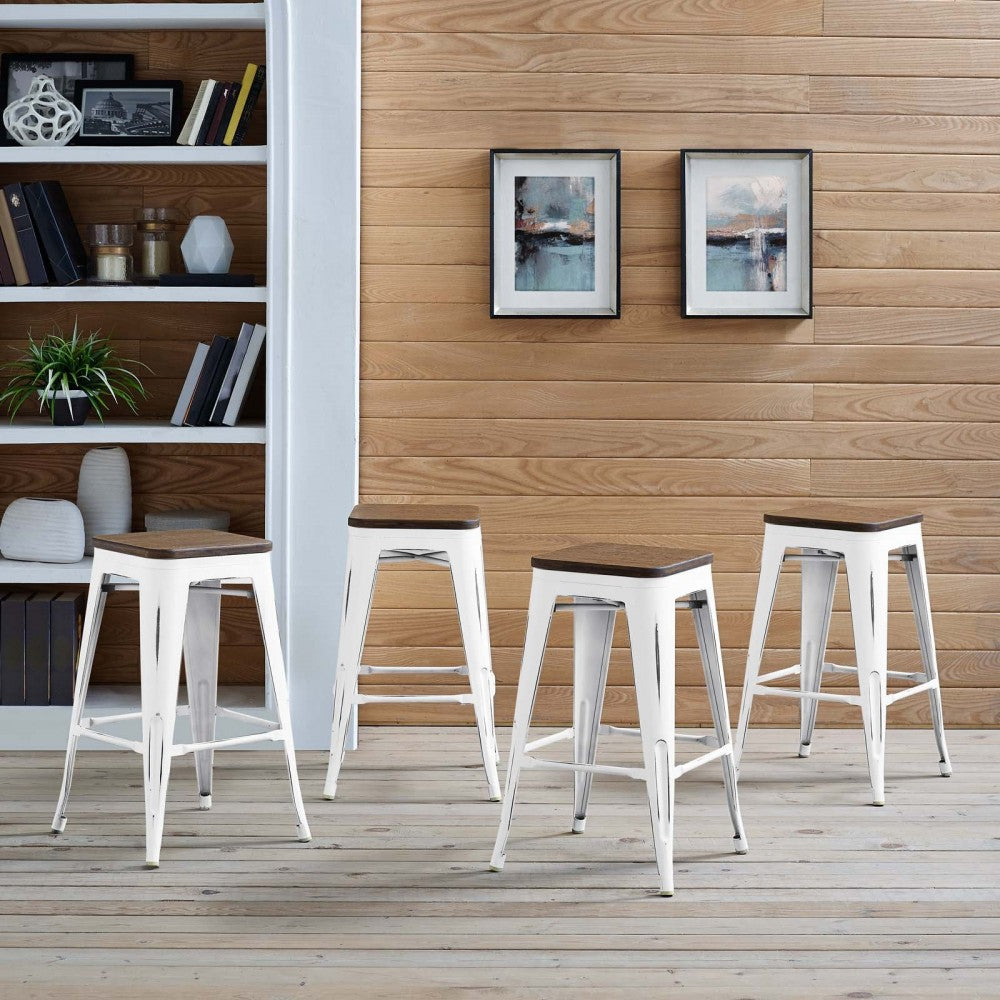 Promenade Counter Stool Set of 4, White