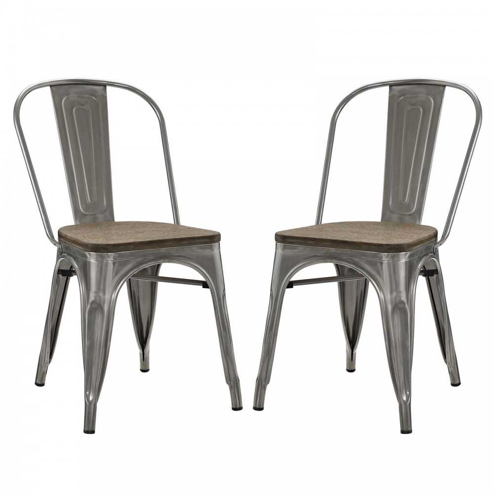 Promenade Dining Side Chair Set of 2, Gunmetal, EEI-2751-GME-SET