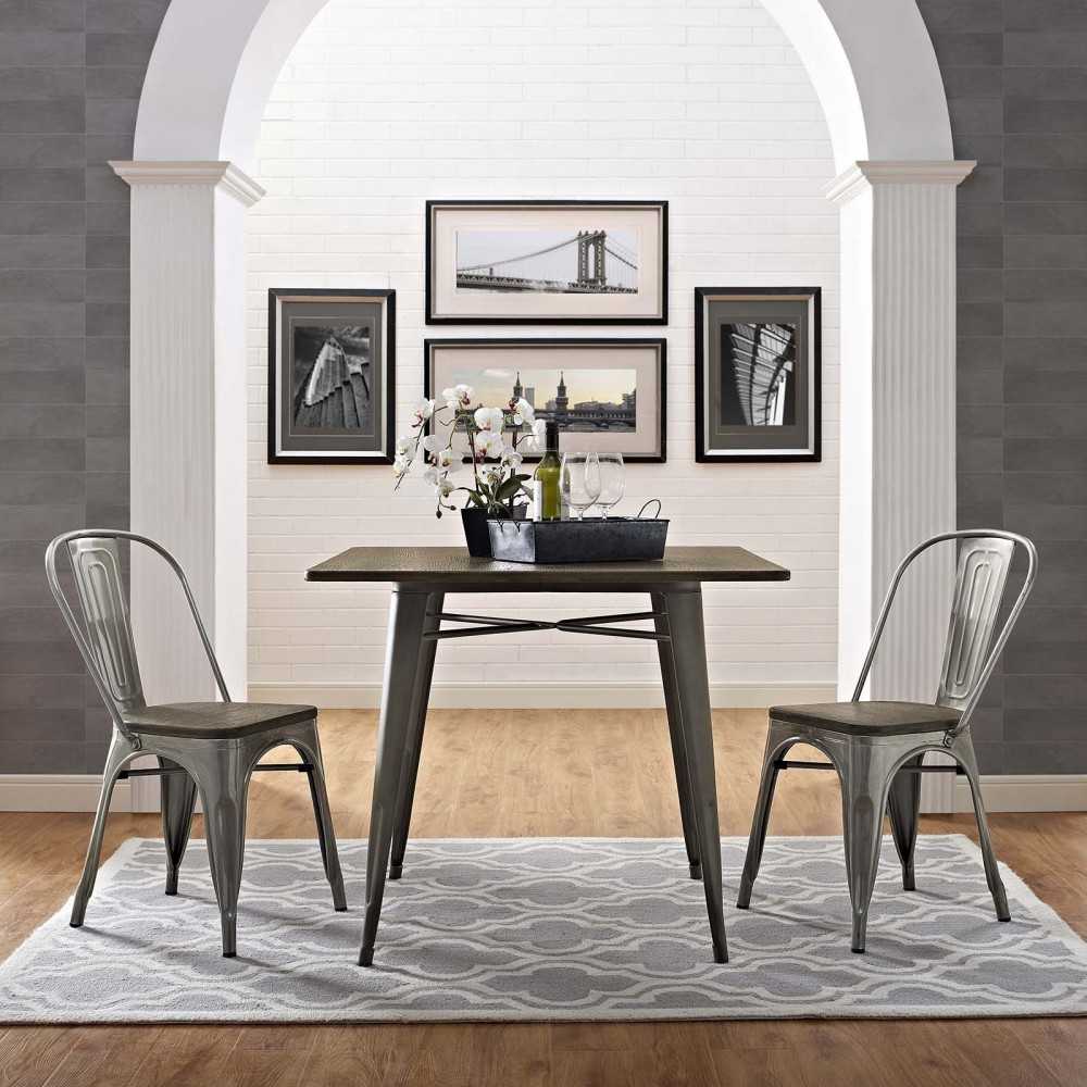 Promenade Dining Side Chair Set of 2, Gunmetal, EEI-2751-GME-SET