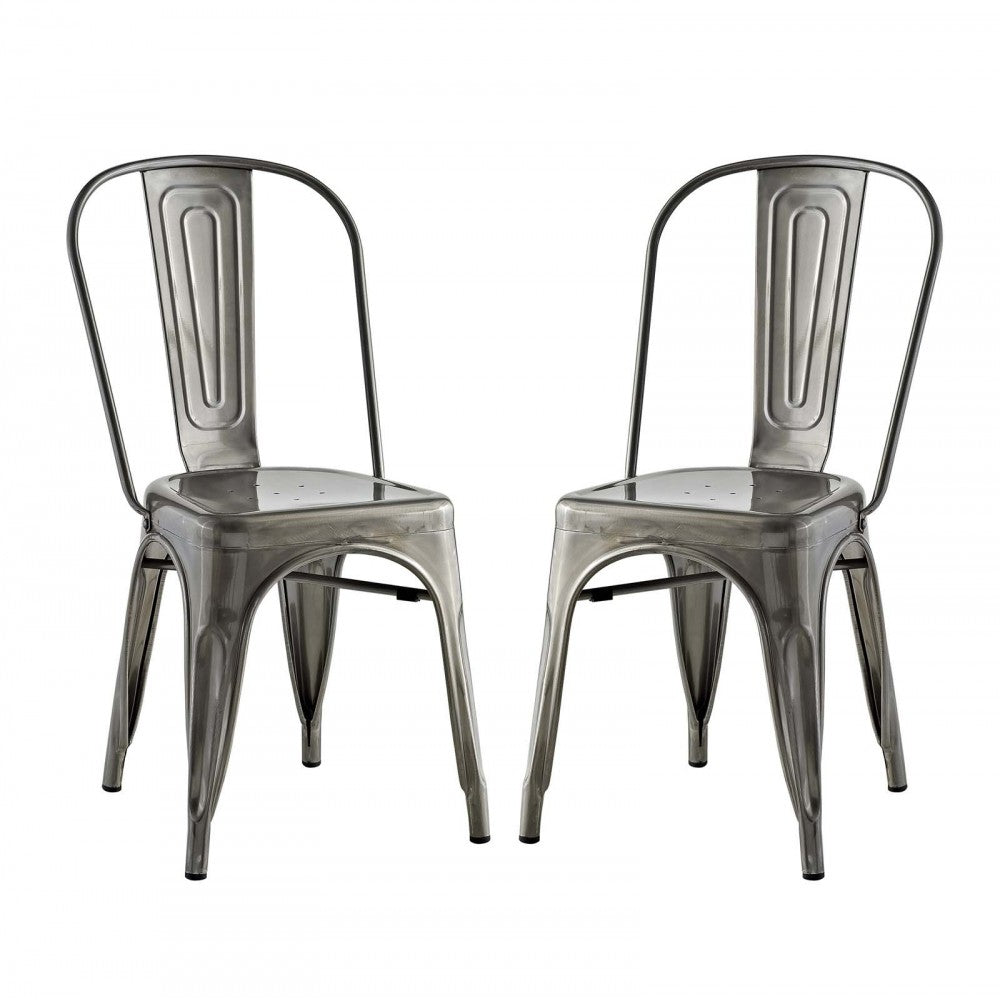 Promenade Dining Side Chair Set of 2, Gunmetal, EEI-2749-GME-SET