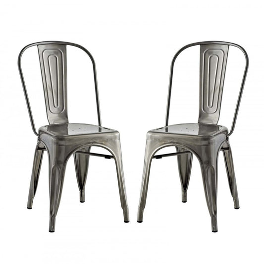 Promenade Dining Side Chair Set of 2, Gunmetal, EEI-2749-GME-SET