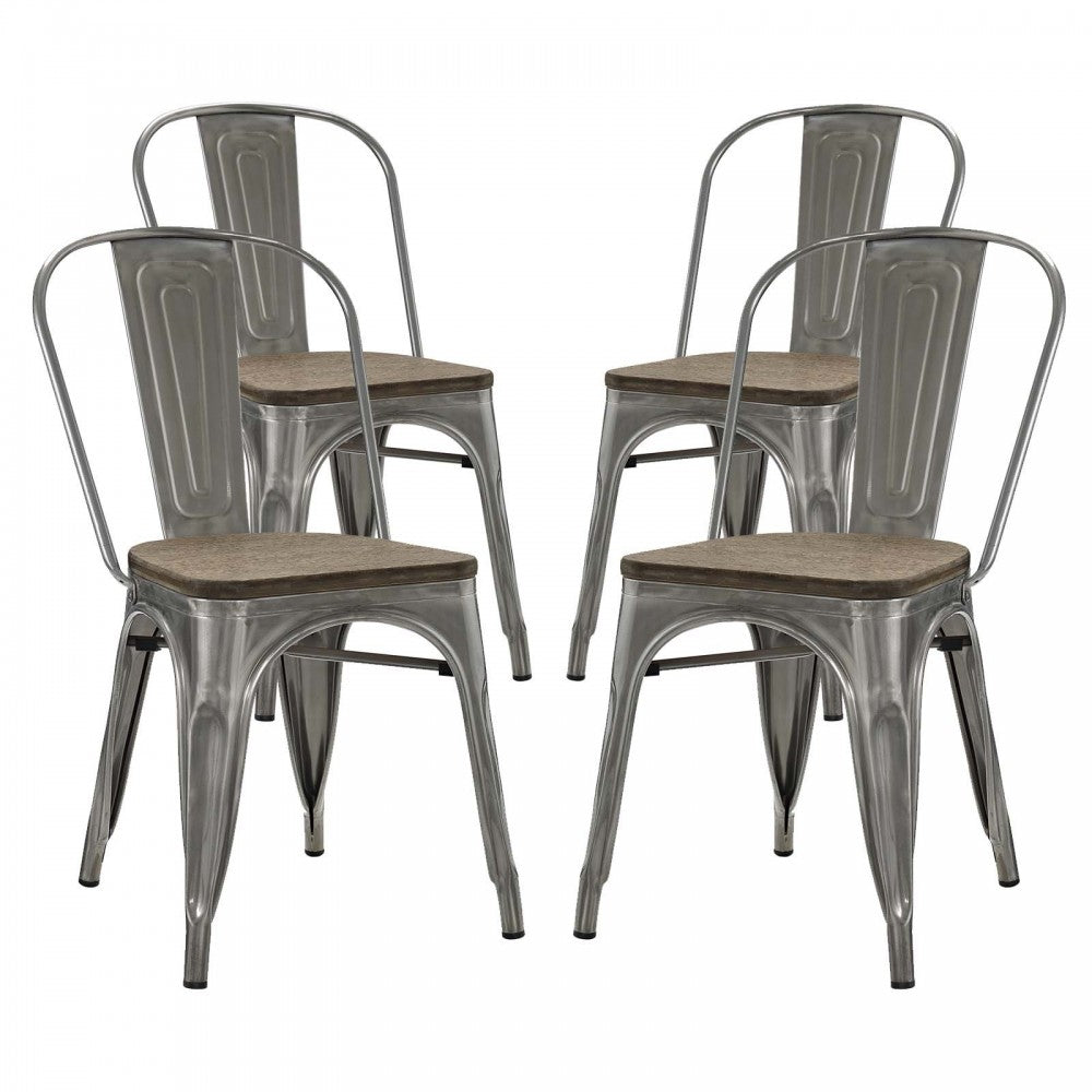 Promenade Dining Side Chair Set of 4, Gunmetal, EEI-2752-GME-SET