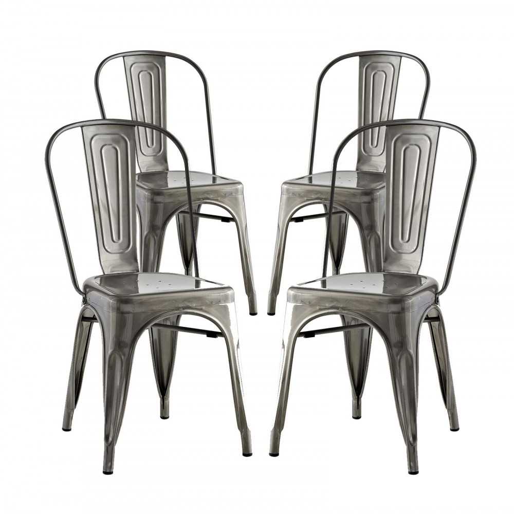 Promenade Dining Side Chair Set of 4, Gunmetal, EEI-2750-GME-SET