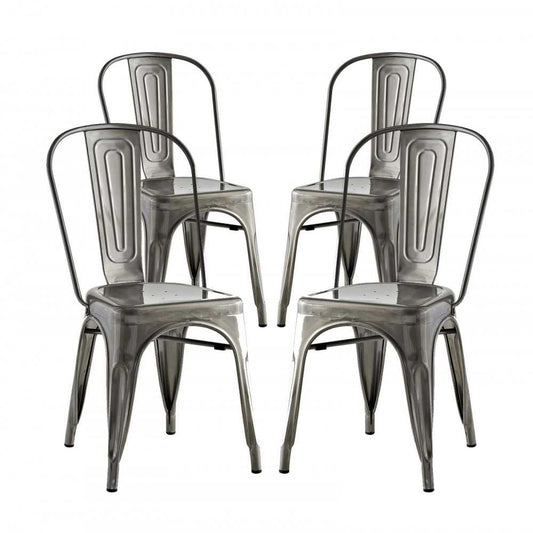 Promenade Dining Side Chair Set of 4, Gunmetal, EEI-2750-GME-SET