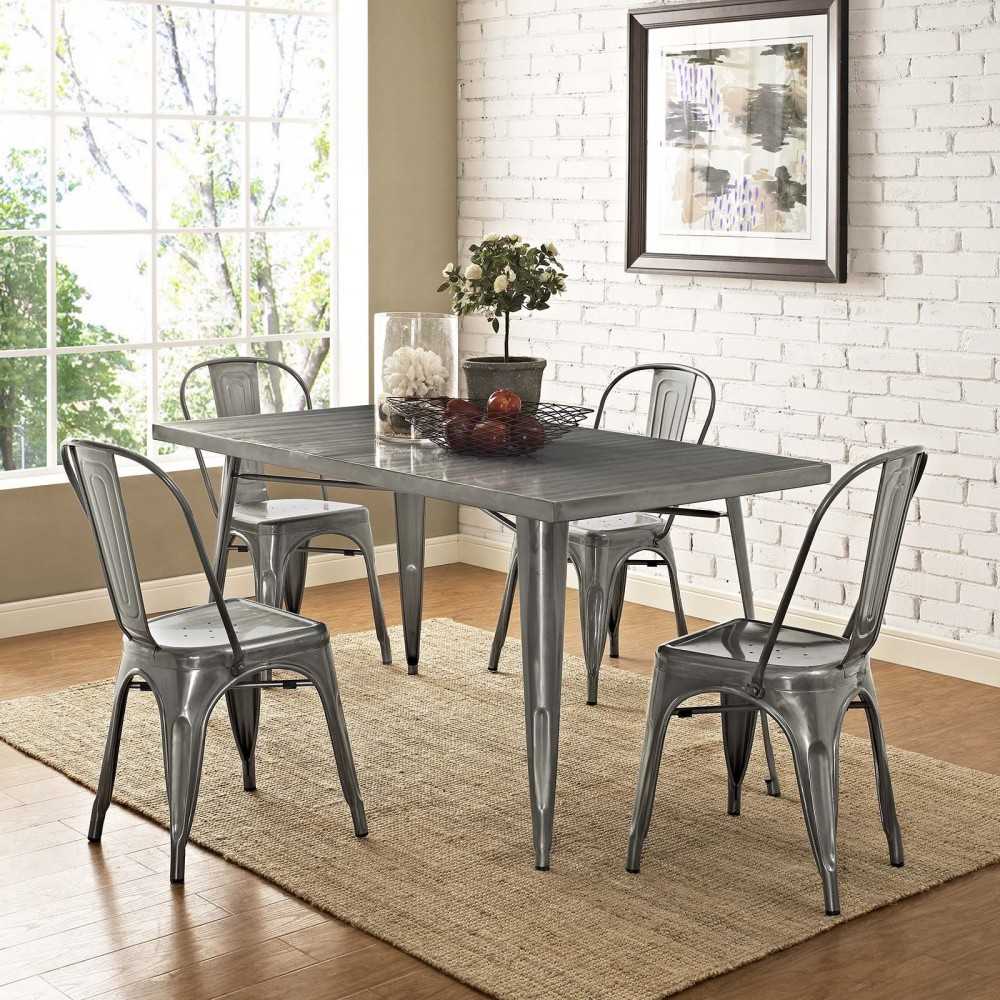 Promenade Dining Side Chair Set of 4, Gunmetal, EEI-2750-GME-SET