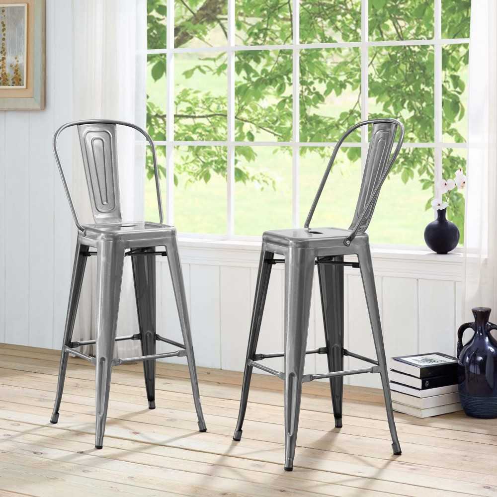 Promenade Metal Bar Side Stool, Gunmetal