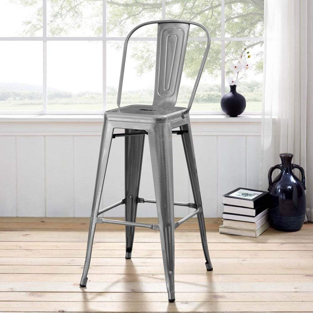 Promenade Metal Bar Side Stool, Gunmetal