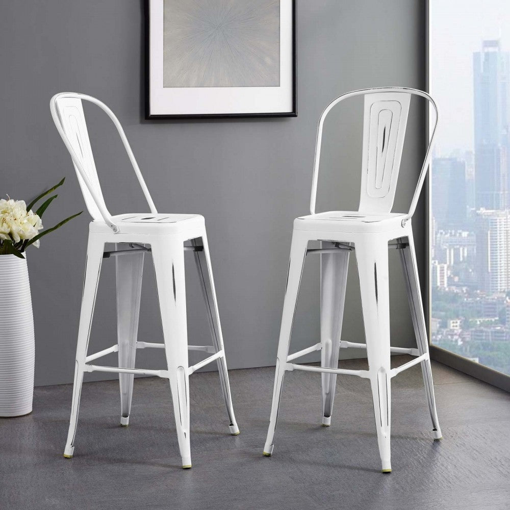 Promenade Metal Bar Side Stool, White