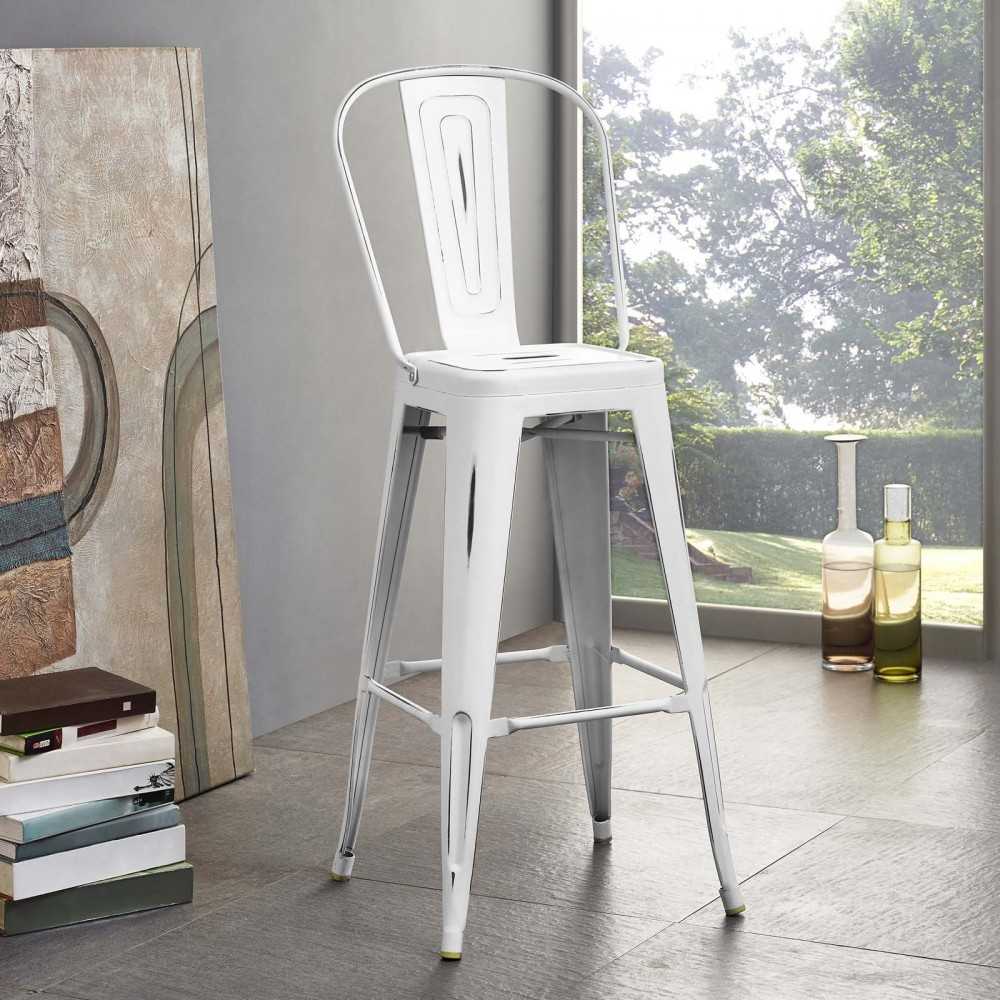 Promenade Metal Bar Side Stool, White