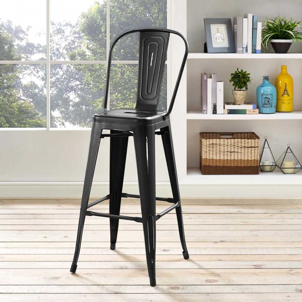 Promenade Metal Bar Side Stool, Black